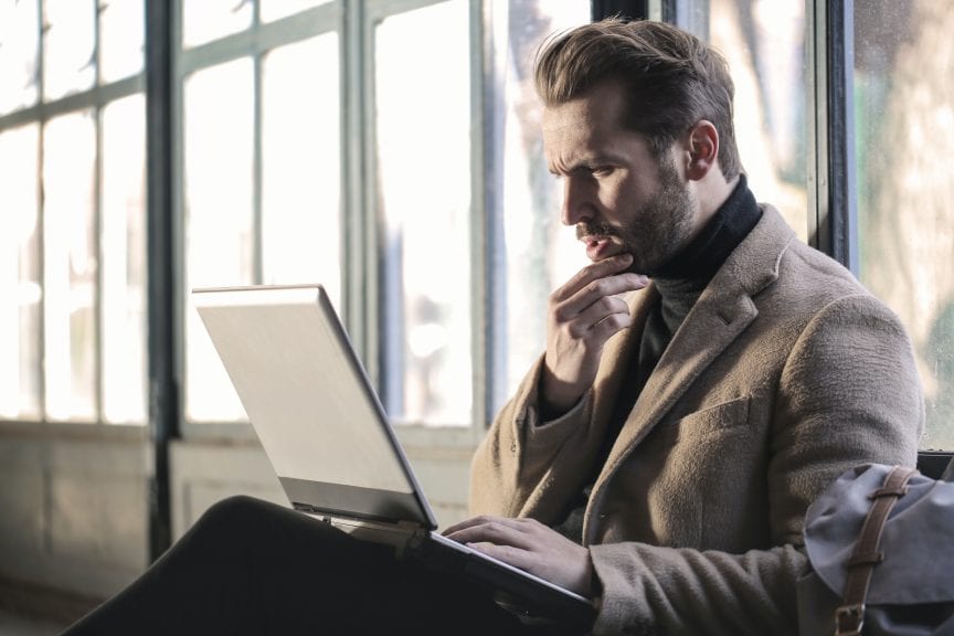 Man doing research online
